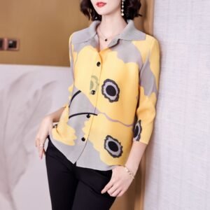 K221152 Jia Ning Fold New Fashionable Loose and Versatile temperament Flip Collar Cardigan Top：圖片 7