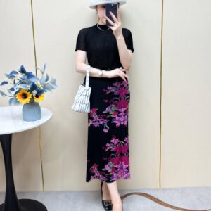 Western style women's morning glory flower skirt with fashionable summer retro slit long style slim fit printed slimming skirt：圖片 4