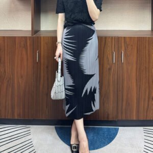 Summer slimming half skirt, women's half skirt temperament, pleated mid length skirt, printed fashionable and versatile thin style：圖片 9