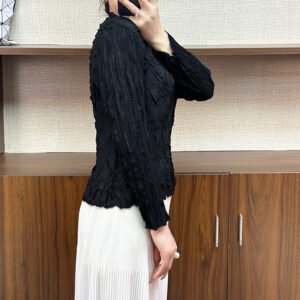 Jia Ning's new breathable pullover oversized slim fit elastic women's long sleeved shirt with a semi high collar and hand held floral long sleeved top：圖片 7