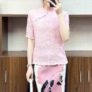 Jia Ning's new summer short sleeved style pullover for women's clothing, slimming down with a new Chinese style buckle embroidered short sleeved top：圖片 6
