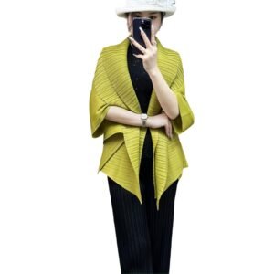 Jia Ning's new fashionable and stylish plus size women's clothing loose solid color simple double-layer collar irregular cardigan jacket：圖片 7
