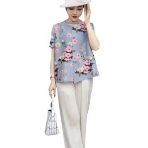 Jia Ning Summer New Chinese style Shirt with Wrinkle Retro Printed Women's He Saifei Same Style Top Chenghuanji Liu Wanyu：圖片 7