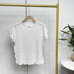 Y230932 Jia Ning Summer New Round Neck Versatile Temperament Design Sense Top Threaded Ruffle Top：圖片 8