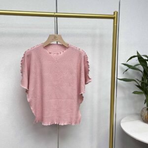 Jia Ning's new loose short sleeved summer round neck geometric pleated top, fresh and sweet casual short sleeved T-shirt, versatile：圖片 11