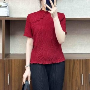 Jia Ning's new summer short sleeved style pullover for women's clothing, slimming down with a new Chinese style buckle embroidered short sleeved top：圖片 7