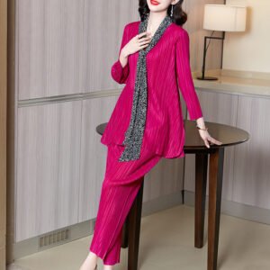K200904 Jia Ning Wrinkle Fashion Leisure Set 2021 Spring New Women's Loose Fat MM Slimming Two Piece Set：圖片 3