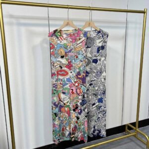 K221114 New Women's Versatile Fashion Summer Long Sleeveless Digital Printed Dress