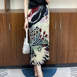 Jia Ning 2024 Summer Folding Art Style A-line Skirt Medium Long Skirt Printed Half body Skirt Colorful Fashion Versatile Skirt：圖片 2