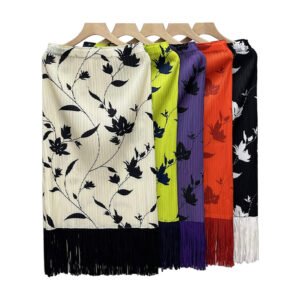 Jia Ning's new loose, fashionable, breathable and versatile elastic band with maple leaf tassel half skirt, sweet A-line skirt, maple leaf print：圖片 3