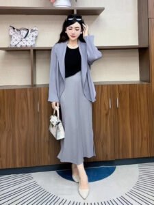Summer slimming half skirt women's half skirt small fragrant style temperament internet famous high waist fashionable versatile slit mid length：圖片 2