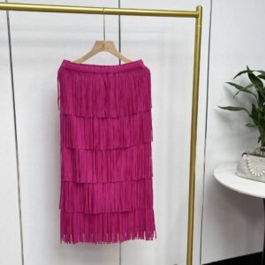 K230316 Jia Ning new loose, medium to long style solid color age reducing tassel half skirt, fresh, sweet, gentle and stylish cake：圖片 5