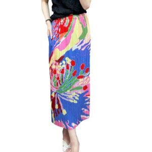 Jia Ning 2024 Summer Folding Art Style A-line Skirt Medium Long Skirt Printed Half body Skirt Colorful Fashion Versatile Skirt：圖片 3