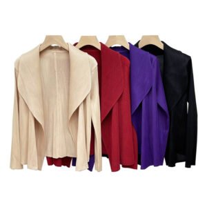 Jia Ning's new solid color versatile long sleeved simple lapel cardigan top：圖片 4