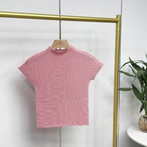 W230416 Jia Ning New Summer Versatile Round Neck Short Sleeve T Clear Color Corn Fold Top Japanese and Korean Casual Style Versatile：圖片 6