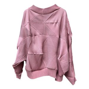 Jia Ning San Zhai's new pleated women's clothing in large size loose fitting pullover, stylish diamond pleated top, early autumn loose long sleeved：圖片 7