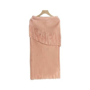 Fashionable new summer elastic band pink hollow tassel half skirt fresh, sweet and casual versatile half skirt：圖片 3