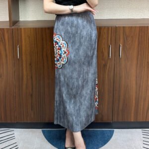 Summer slimming half skirt, women's half skirt, fashionable and versatile, retro half skirt, Chinese style slit, Chinese style, cultural and artistic：圖片 3