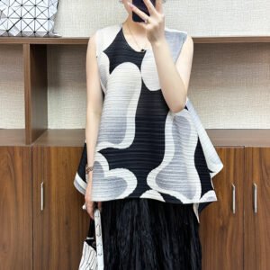 Jia Ning's new summer sleeveless round neck slimming elastic plus size loose pullover women's sleeveless KK printed top：圖片 4