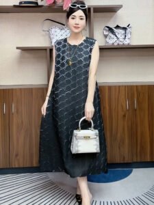 2025 Spring/Summer New Fashionable Tank Top Printed Slimming Style Sleeveless Dress Skirt Looks Thinner and Conceals Belly：圖片 5