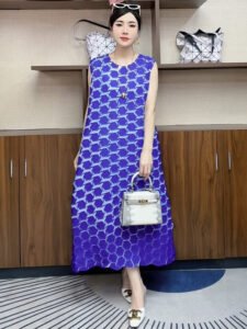 2025 Spring/Summer New Fashionable Tank Top Printed Slimming Style Sleeveless Dress Skirt Looks Thinner and Conceals Belly：圖片 2