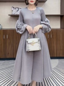 Autumn dress slimming temperament long sleeved autumn and winter fashion French waist cinching light luxury style versatile long skirt maternity wear：圖片 5