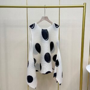 Japanese style romantic polka dot sleeveless pleated top 2024 summer new loose slimming irregular versatile vest：圖片 4