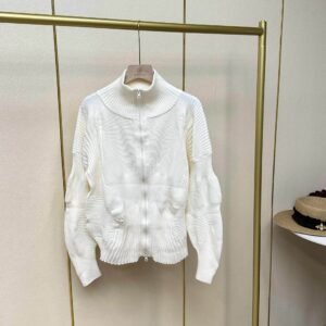 Jianing's new autumn and winter long sleeved plus size slimming women's stand up collar knitted zipper jacket long sleeved casual style loose fit：圖片 7