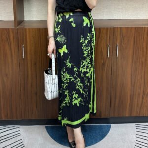 Summer slimming half skirt, women's half skirt with fashionable temperament, green retro versatile, Chinese style split skirt, medium to long style：圖片 2