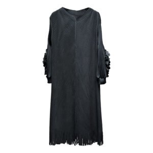 Wrinkle dress fashion 2024 solid color new design temperament loose and slimming long skirt autumn and winter styles tassel autumn：圖片 7
