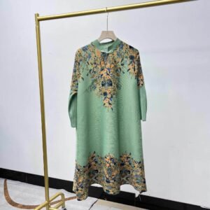 Jianing Vintage Loose Fashion Versatile Medium length China-Chic Blue and White Porcelain Dress Temperament Commuter A-line Dress Loose：圖片 4