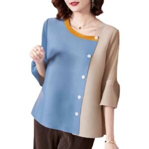 Jianing Summer New Style Versatile Fashion Spring and Summer Color blocked Cardigan Top Women's Knitted Shirt：圖片 8