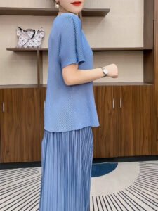 Wrinkle 2024 Summer New Fashionable Feminine Style, Aging and Slimming, Casual Women's Wear, Short Sleeve T-shirt Top：圖片 4