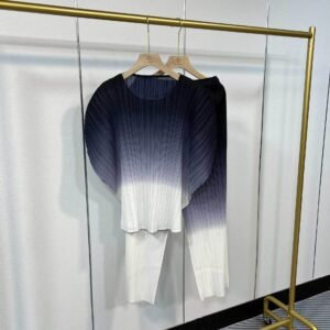 Jia Ning's new versatile and fashionable round neck women's suit gradient color set casual style women's elegant home clothing：圖片 3