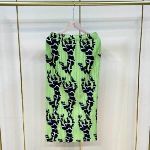 K221099 Jia Ning pleated new A-line skirt half skirt fluorescent green elastic band fluorescent printed half skirt：圖片 3