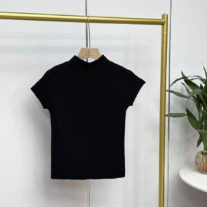 W230416 Jia Ning New Summer Versatile Round Neck Short Sleeve T Clear Color Corn Fold Top Japanese and Korean Casual Style Versatile：圖片 7
