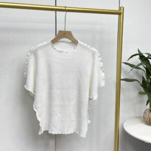 Jia Ning's new loose short sleeved summer round neck geometric pleated top, fresh and sweet casual short sleeved T-shirt, versatile：圖片 8