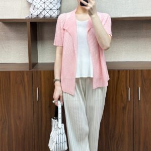 Top cardigan slimming fashion casual summer thin style solid color temperament knitted versatile loose short sleeved sweatshirt