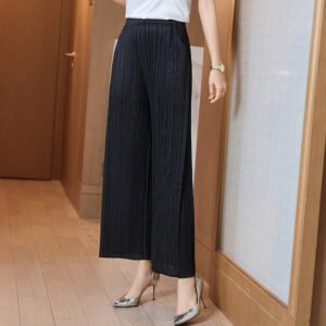 K221082 Jiatwisted pleated loose casual age reducing slimming straight leg wide leg side folded pants trendy pants for women：圖片 4