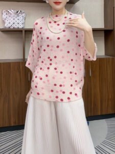 【 Wave Point Art 】 Women's temperament versatile slimming fashion clothes top short sleeved summer round neck new loose fit：圖片 4