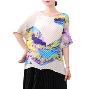 Jia Ning's new fashionable summer short sleeved round neck thin bamboo leaf frog top：圖片 5