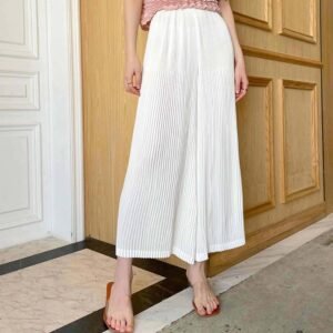 Jia Ning summer hot item loose and versatile thin breathable cropped pants solid color wide leg pants：圖片 3
