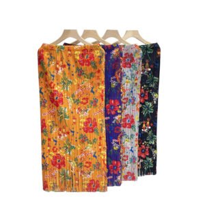 K231209 temperament print versatile fashion elastic band medium long tassel print half skirt artistic retro A-line skirt：圖片 3