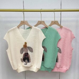 Y230921 Jia Ning new loose summer sleeveless V-neck elephant corn pleated vest top：圖片 3