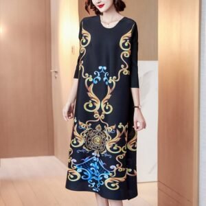 K0713994 New Loose Versatile China-Chic Vintage Court Flower Dress