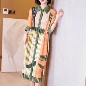 K221145 new style temperament lapel striped skirt temperament commuting elegant women's dress coat cardigan versatile：圖片 5