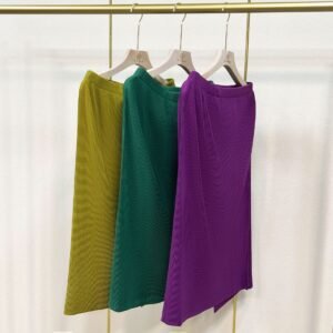 K221168 Jia Ning New Versatile Solid Color Simple Women's Medium to Long Black Striped Half Skirt：圖片 3