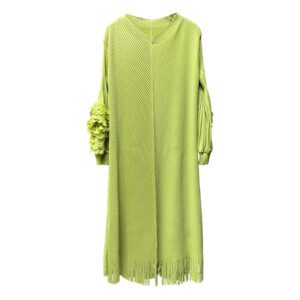 Wrinkle dress fashion 2024 solid color new design temperament loose and slimming long skirt autumn and winter styles tassel autumn：圖片 8