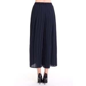 Elastic high waisted solid color versatile pleated wide leg pants for women, casual skirt pants, cropped pants, temperament for commuting, intellectual style：圖片 7