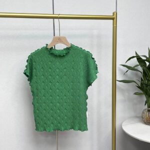 Y230932 Jia Ning Summer New Round Neck Versatile Temperament Design Sense Top Threaded Ruffle Top：圖片 6